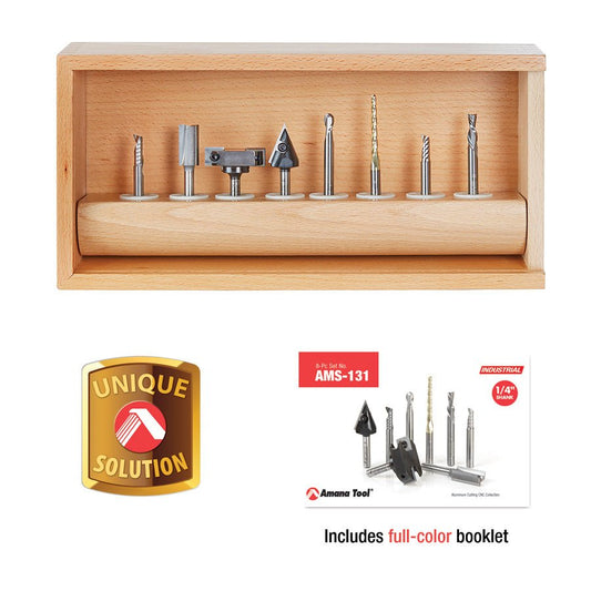 Amana tools AMS - 131 8 - Pc Starter CNC Router Bit Collection II, 1/4 Inch Shank - Spark Robotic
