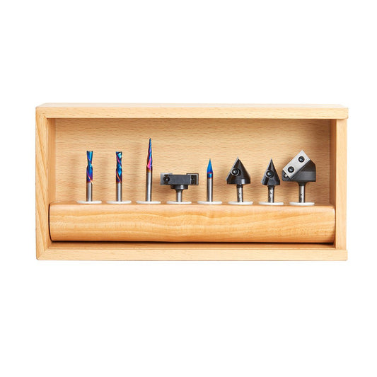 Amana AMS - 179 CNC Router Bit 8 - Pc Advanced Starter Set, 1/4 Inch Shank - Spark Robotic