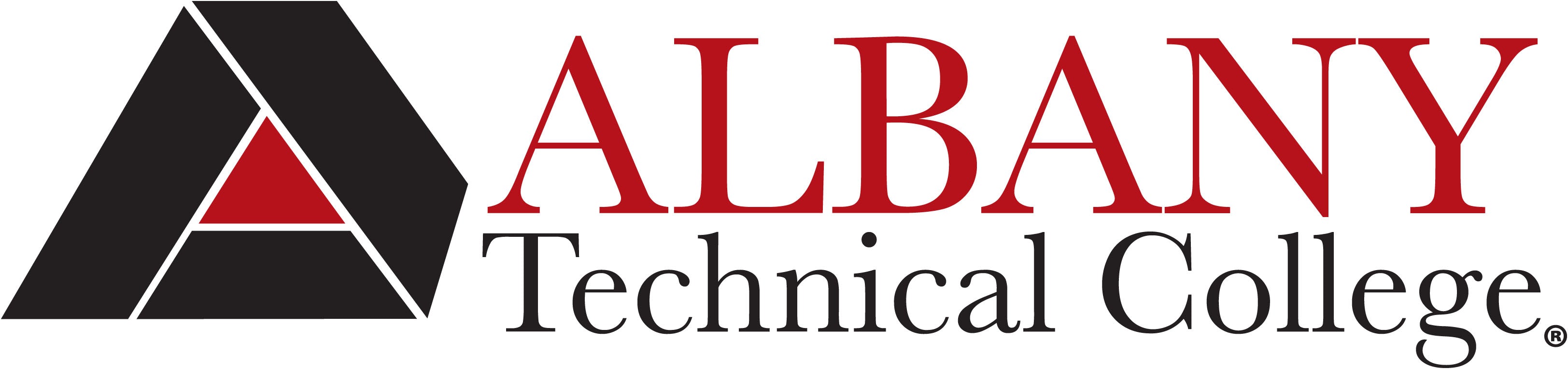 Albany Technical College logo with a black and red design