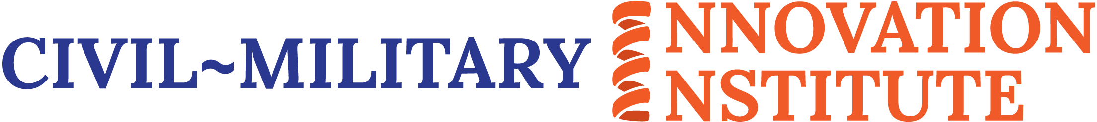 Logo of Civil-Military Innovation Institute with blue and orange text.