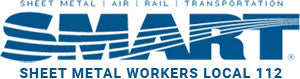 Logo of SMART Sheet Metal Workers Local 112 with blue text on a white background