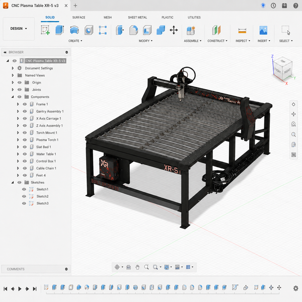 CNC Plasma Table XR-51 model displayed in a software interface