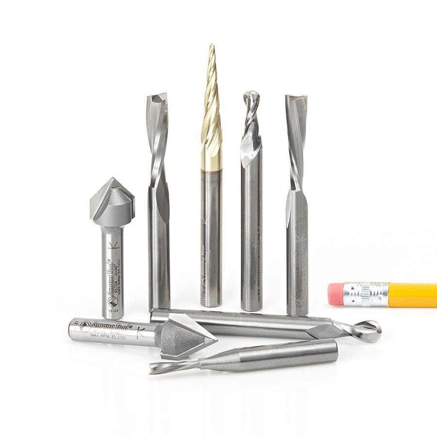Amana - 134 General Purpose CNC Router Bit Collection (8 - Pc) - Spark Robotic