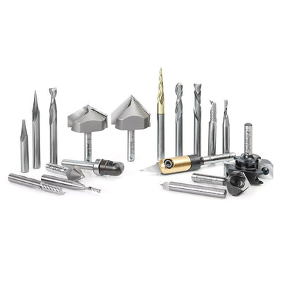 Amana AMS - 132 18 - Pc Signmaking Advanced CNC Router Bit Collection, 1/4 Inch Shank - Spark Robotic