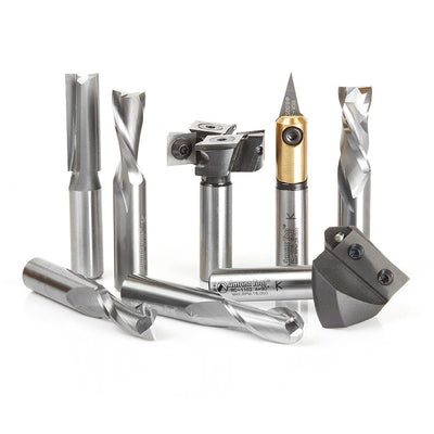 AMS - 170 8 - Pc General Purpose CNC Router Bit Collection, 1/2 Inch Shank - Spark Robotic