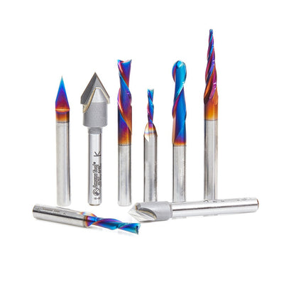 Amana AMS - 174 8 - Pc General Purpose CNC Router Bit Collection III, 1/4 Inch Shank - Spark Robotic