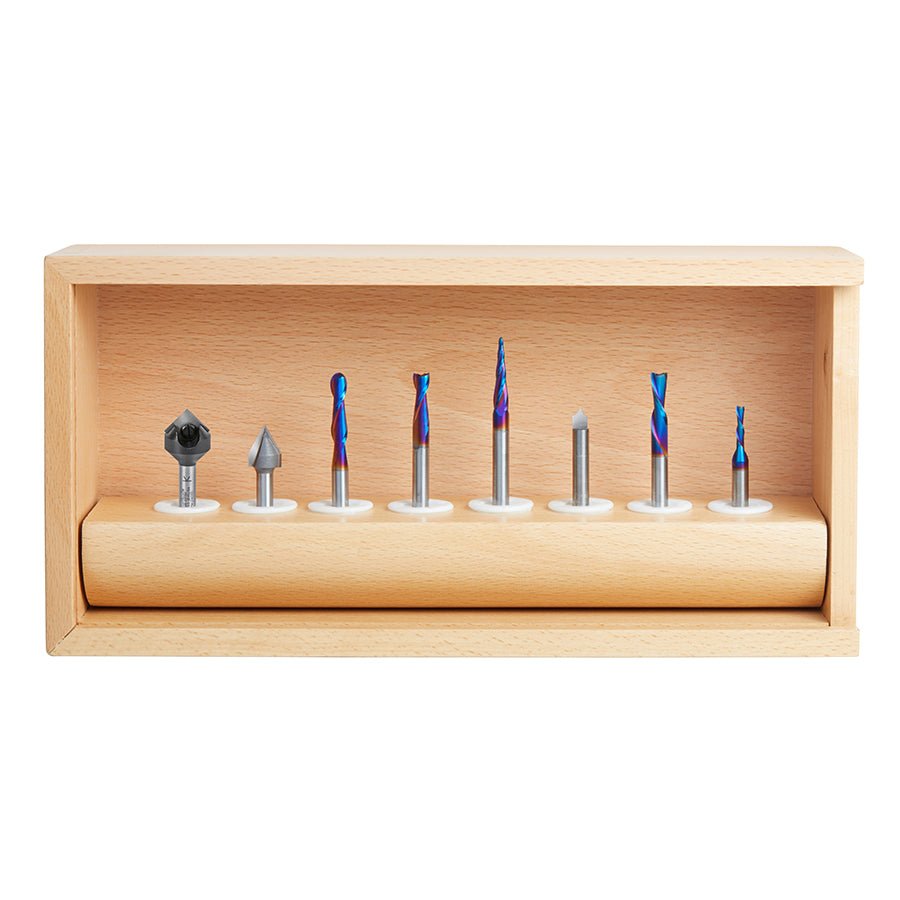 Amana - 177 - K CNC Router Bit Collection V - Grooves, Point Roundover and Multi - Purpose Spektra™ Bits (8 - pc) - Spark Robotic