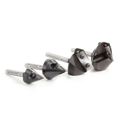 Amana AMS - 225 4 - Pc 3D CNC Signmaking, Lettering & Engraving Insert Solid Carbide 45, 60, 90 & 120 Degree V - Groove Router Bit Collection, 1/4 Inch Shank - Spark Robotic