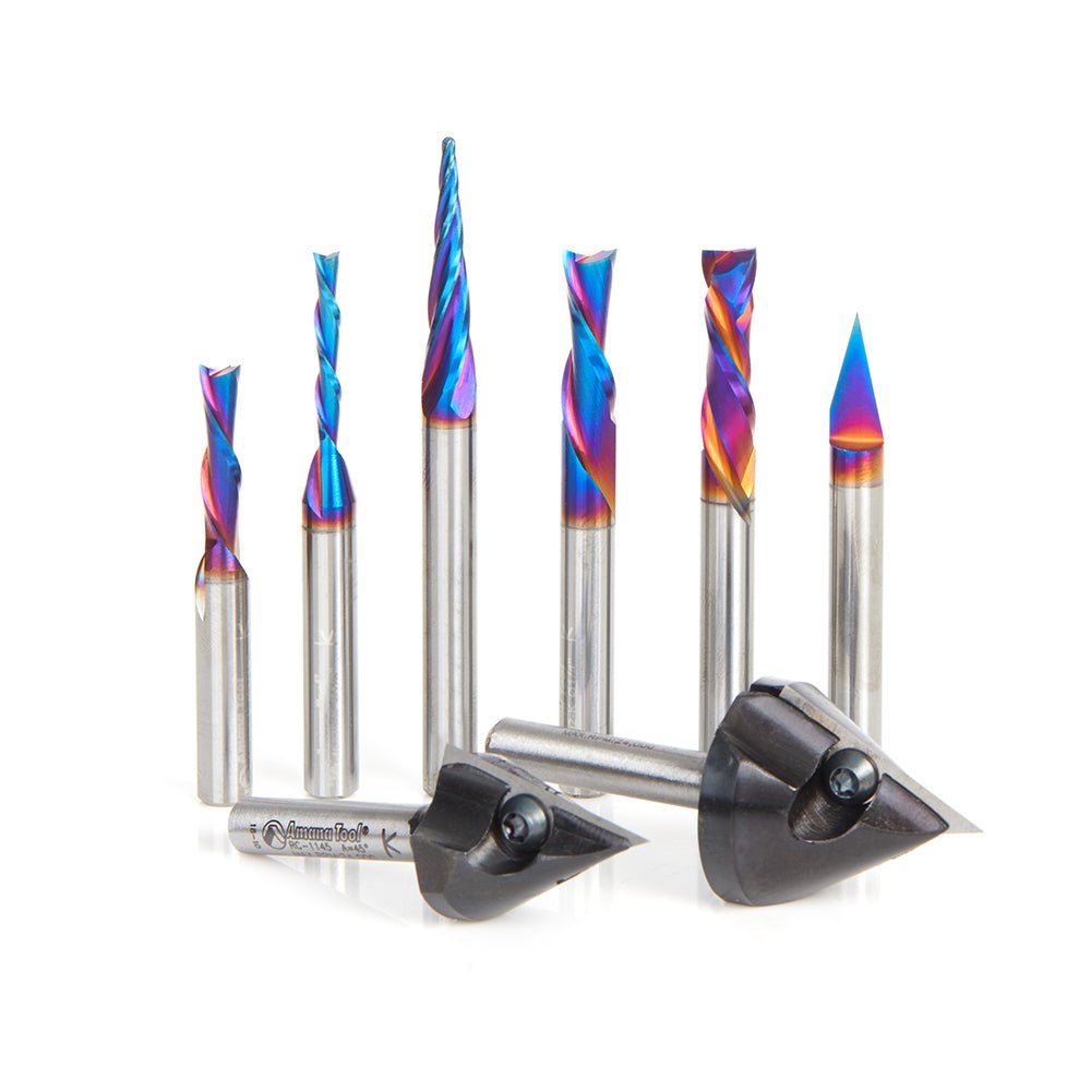 Amana AMS - 230 Joos CNC 8 - Pc Advance Router Bit Set, 1/4 Inch Shank - Spark Robotic