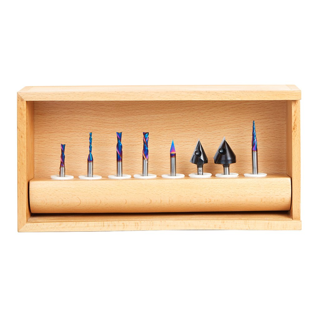 Amana AMS - 230 Joos CNC 8 - Pc Advance Router Bit Set, 1/4 Inch Shank - Spark Robotic