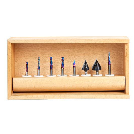 Amana AMS-230 Joos CNC 8-Pc Advance Router Bit Set, 1/4 Inch Shank